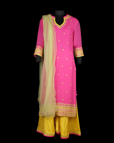 Sharara Pink and Yellow 