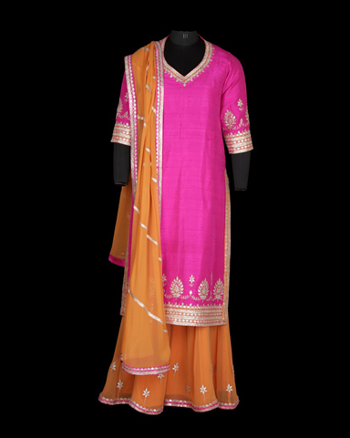 Lehenga Pink/Mustard 