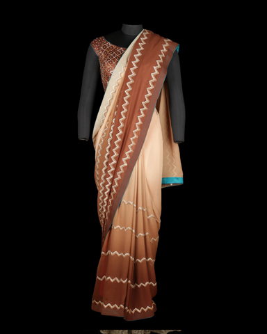 Saree Ombrey shaded peach and brown 